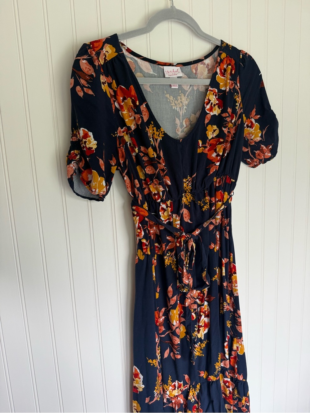 Isabel Maternity Ingrid & Isabel Floral Maxi Dress Navy Tie Waist Small - Picture 5 of 12